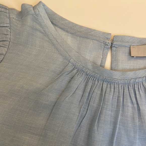 Anne Taylor Loft Short Sleeve Blouse Light Blue - Picture 2 of 6